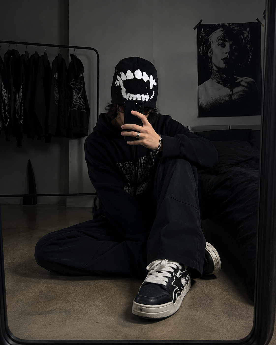Black Graphic Beanies